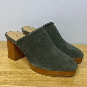 Lucky Brand Randre Oiled Suede Platform Mules